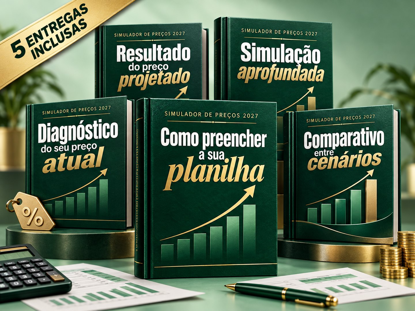 Bundle com os cinco entregáveis do Simulador de Preços 2027